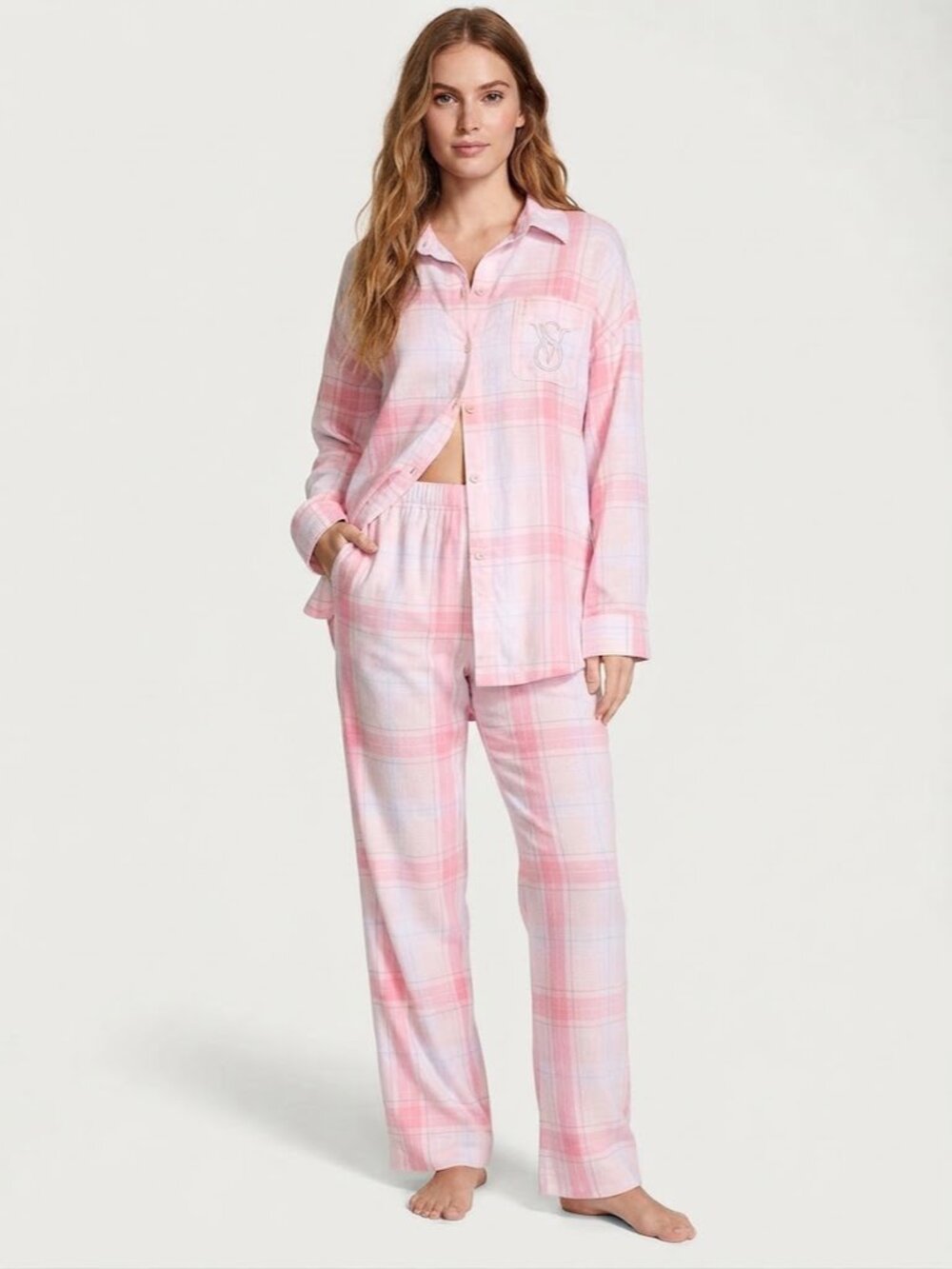 Victoria's Secret Modal-Cotton Long Pajama Set Small NWT